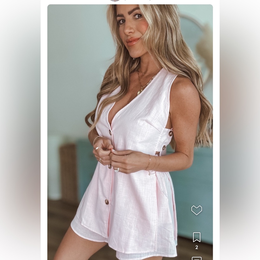 Petal & Pup Pale Pink Button-Front Women's Short set